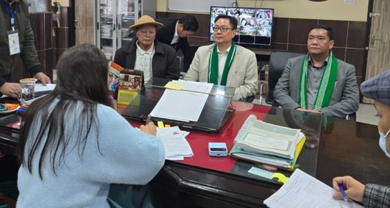 Union Minister Kiren Rijiju submitting his nomination papers. 