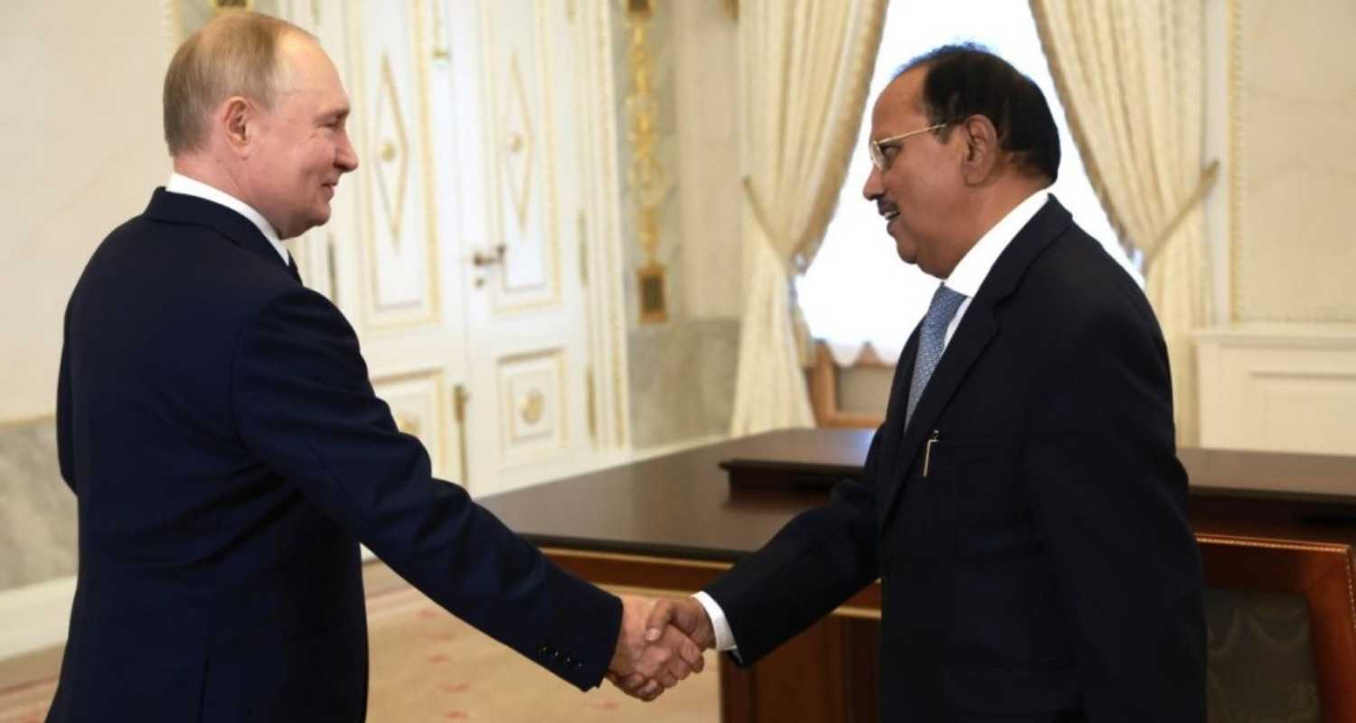 NSA Ajit Doval meets Russian President Vladimir Putin in St. Petersburg.