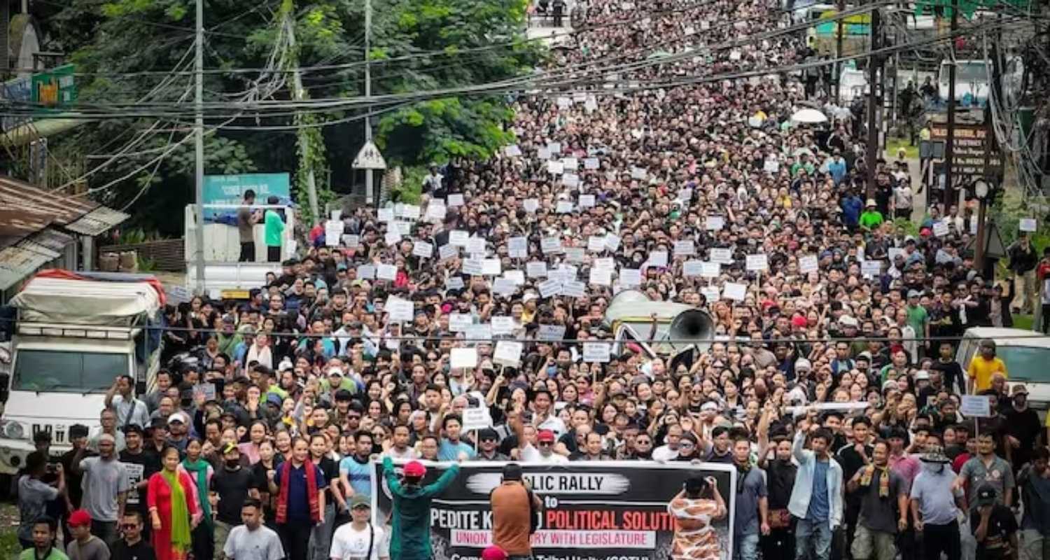 Kuki groups protesting in Imphal. File photo.