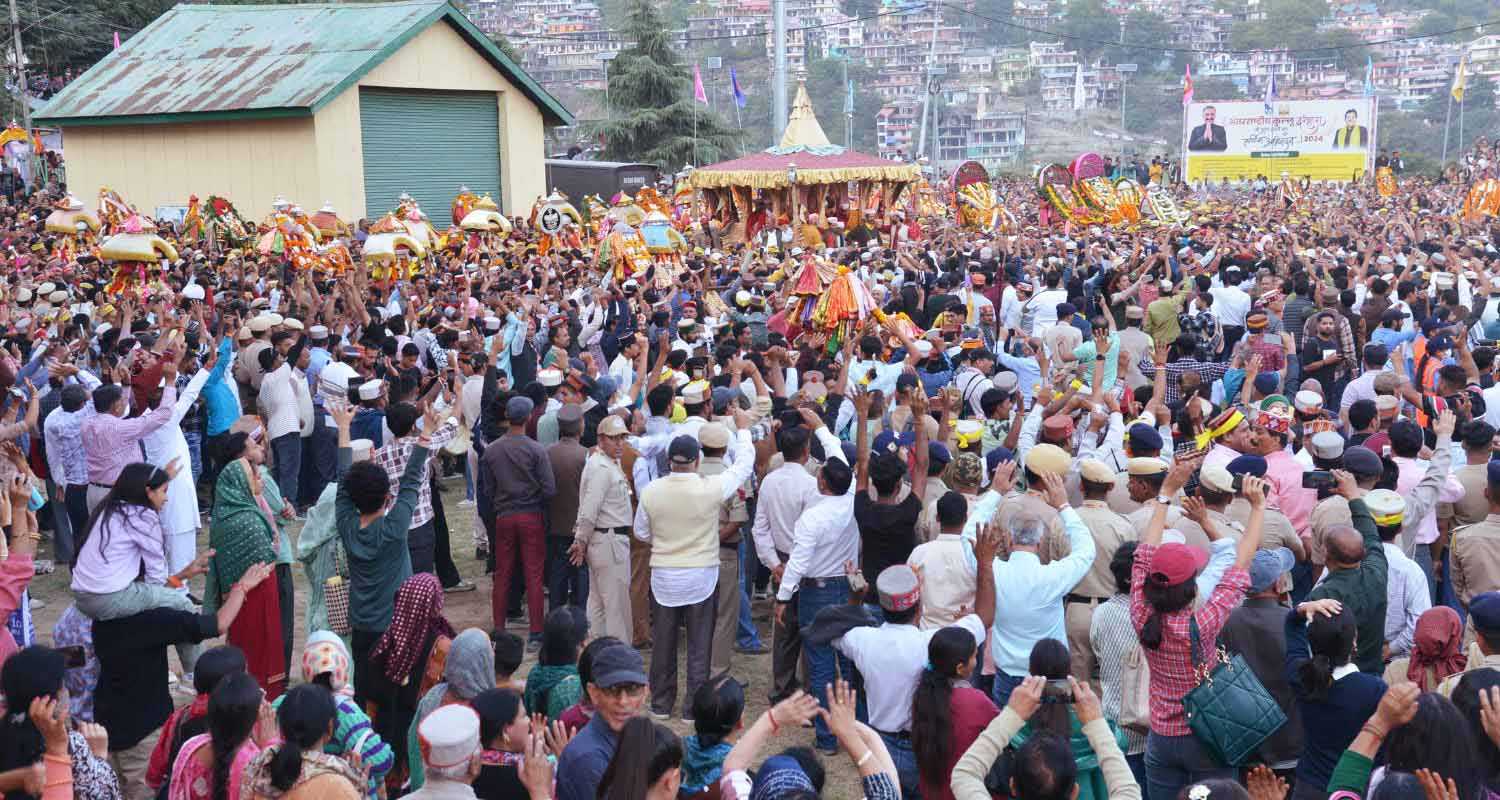 Crowd gathered in Kullu for the celebrations.