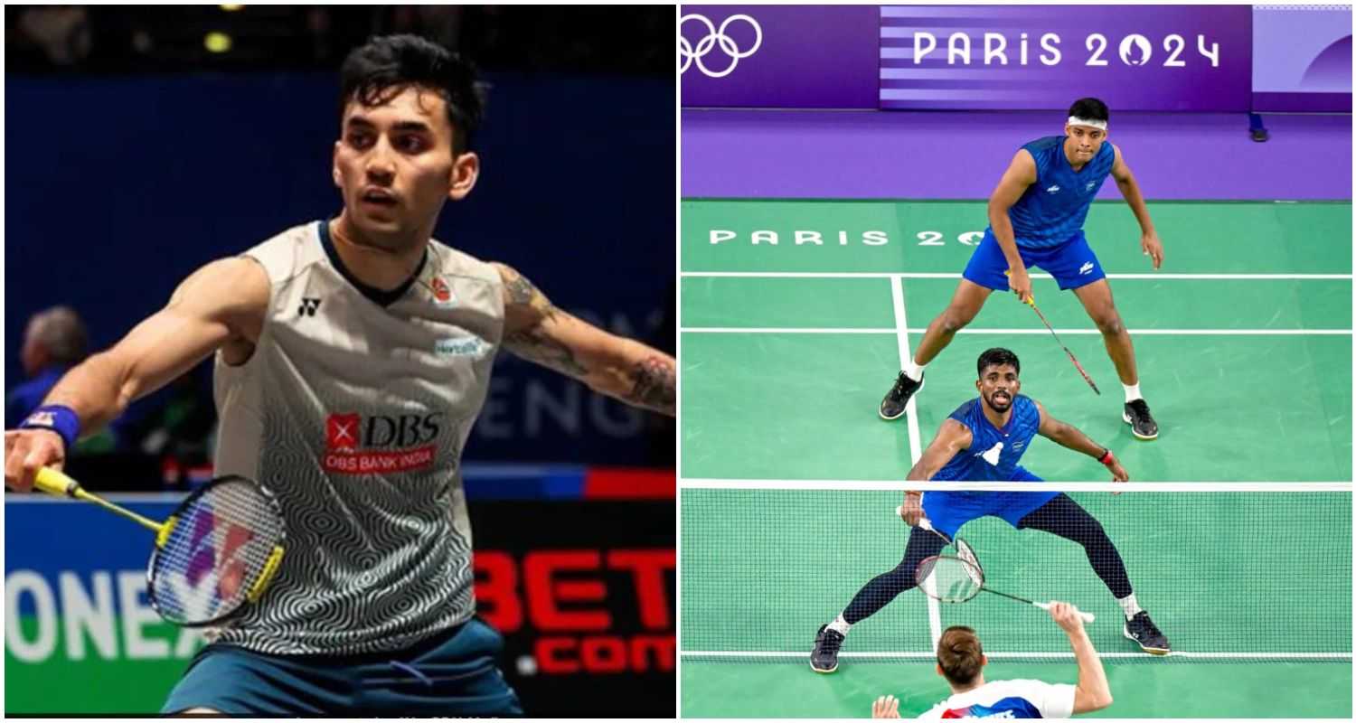 Indian shuttlers Lakshya Sen (L),  Chirag Shetty and Satwiksairaj Rankireddy (R) in action. 