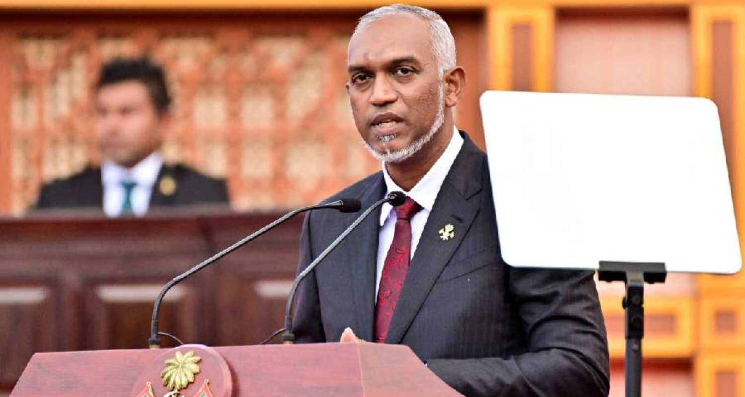 Maldives President Mohamed Muizzu in the Maldivian Parliament