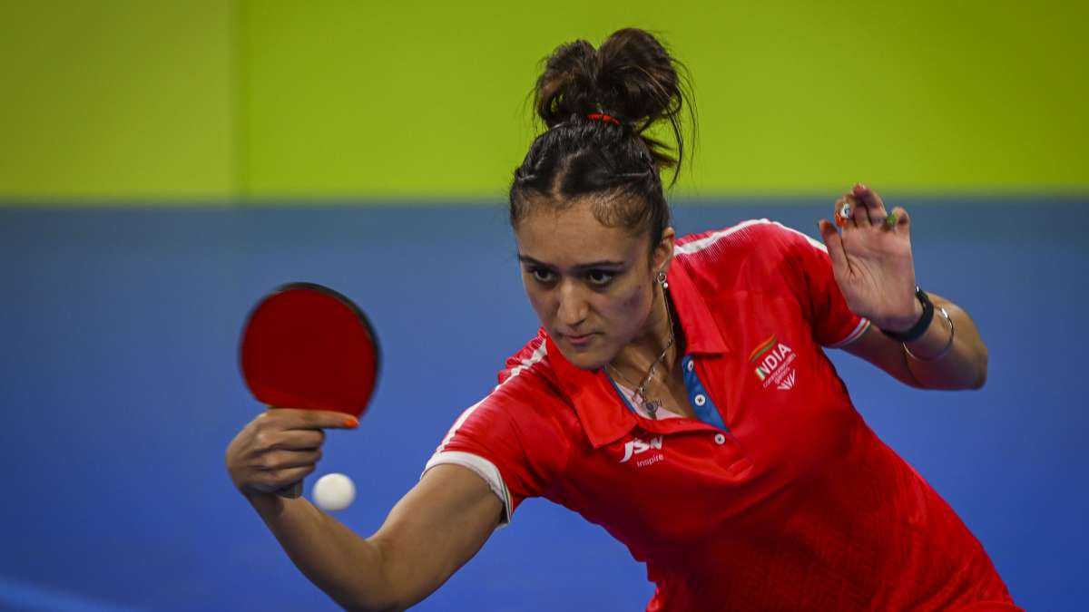 Indian Table Tennis Player Manika Batra in action.