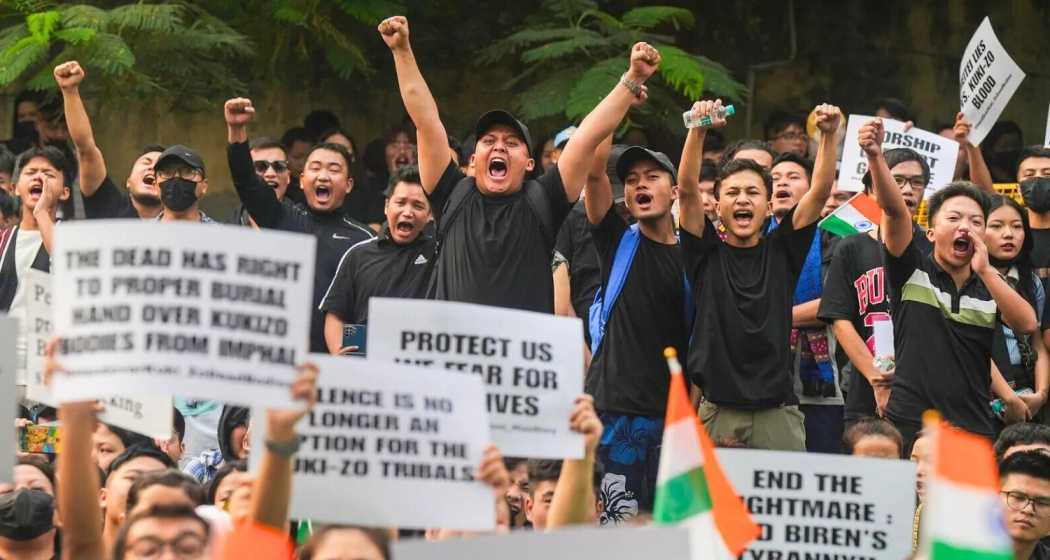 Protestors in Manipur. 