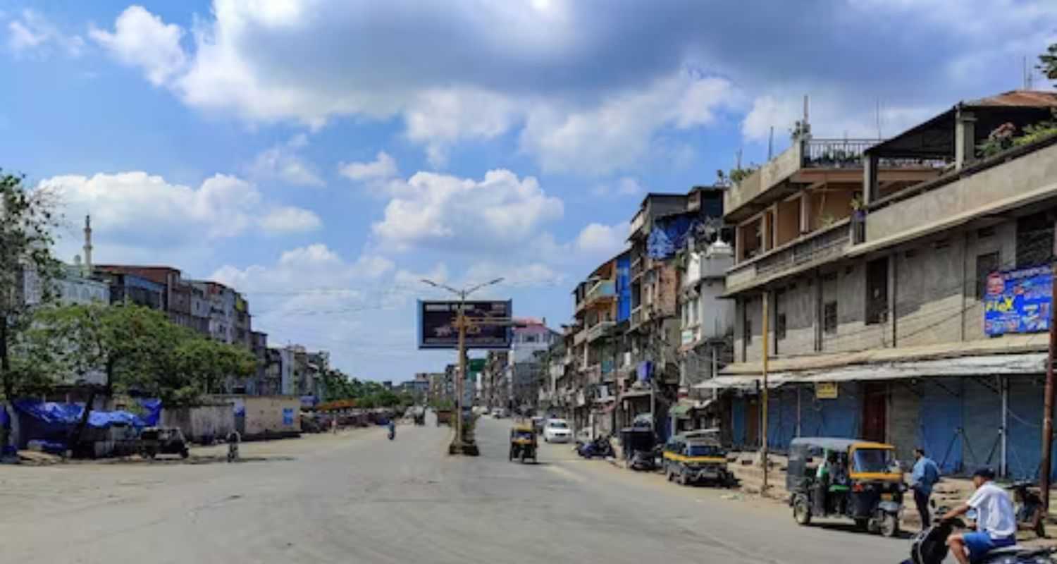 An empty street in Imphal East of Manipur. 