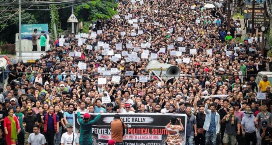 On June 24, members of the Kuki-Zo community peacefully protested, advocating for Union Territory status for their regions.