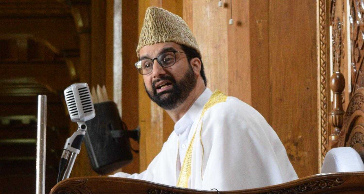 Mirwaiz Umar Farooq while delivering a religious sermon in Srinagar.