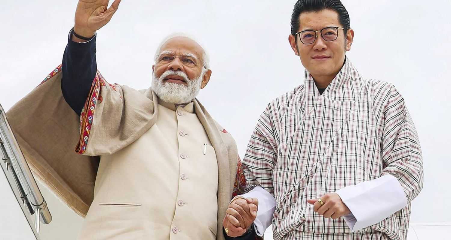 Prime Minister Narendra Modi alongside Bhutan's King Jigme Khesar Namgyel Wangchuck.