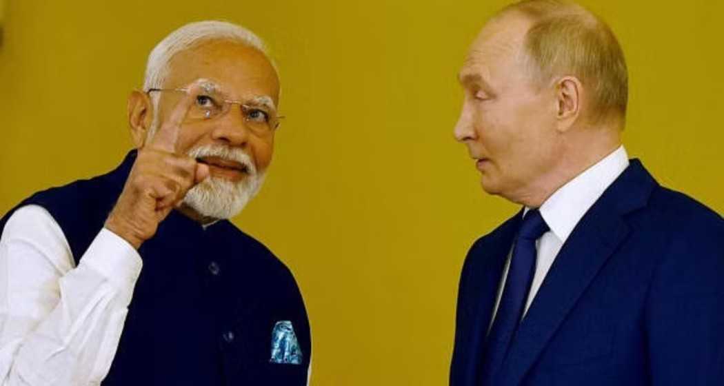 Prime Minister Narendra Modi with Russian President Vladimir Putin.