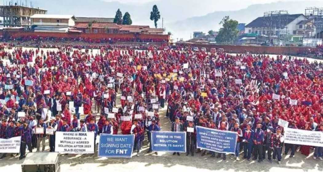 A file photo of a public rally held in Tuensang town on February 9, 2024