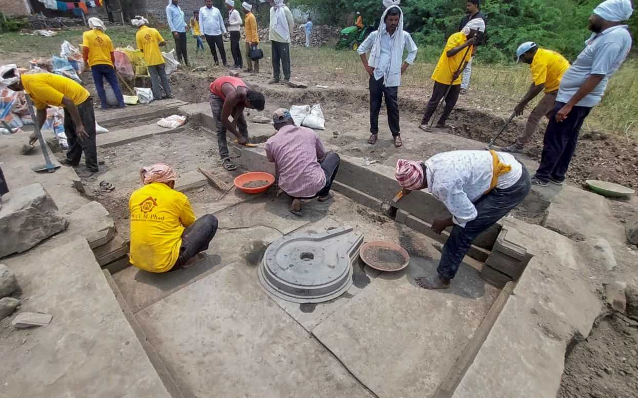 As part of conservation work on historic temples, a team of archaeology department officials discovered the temple base while clearing debris near a temple under restoration at Hottal Village in Maharashtra's Nanded district 