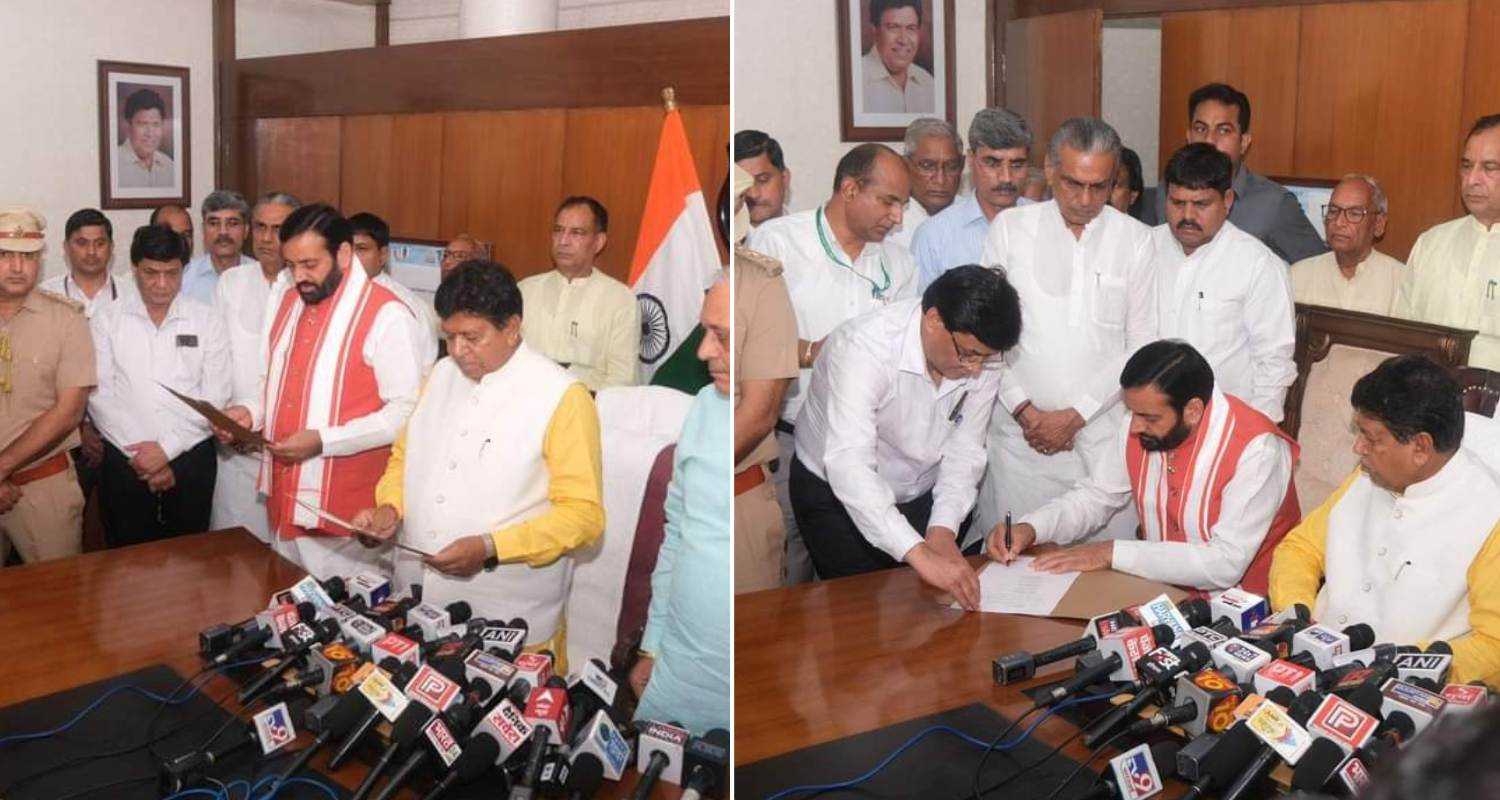 Haryana CM Saini during the oath-taking ceremony. 