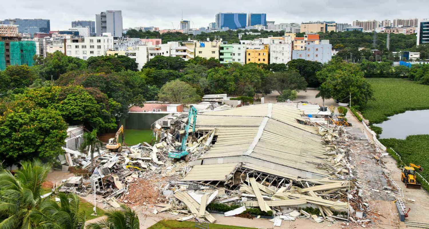 The N-Convention Centre which was demolished by bulldozers.