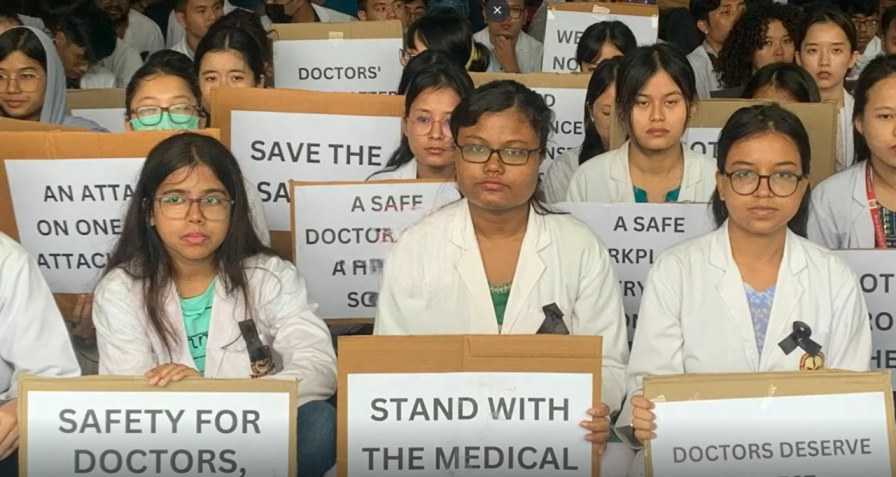 Doctors in Manipur on Saturday protest against the brutal rape and murder of a Kolkata colleague, demanding justice and enhanced safety for healthcare professionals.