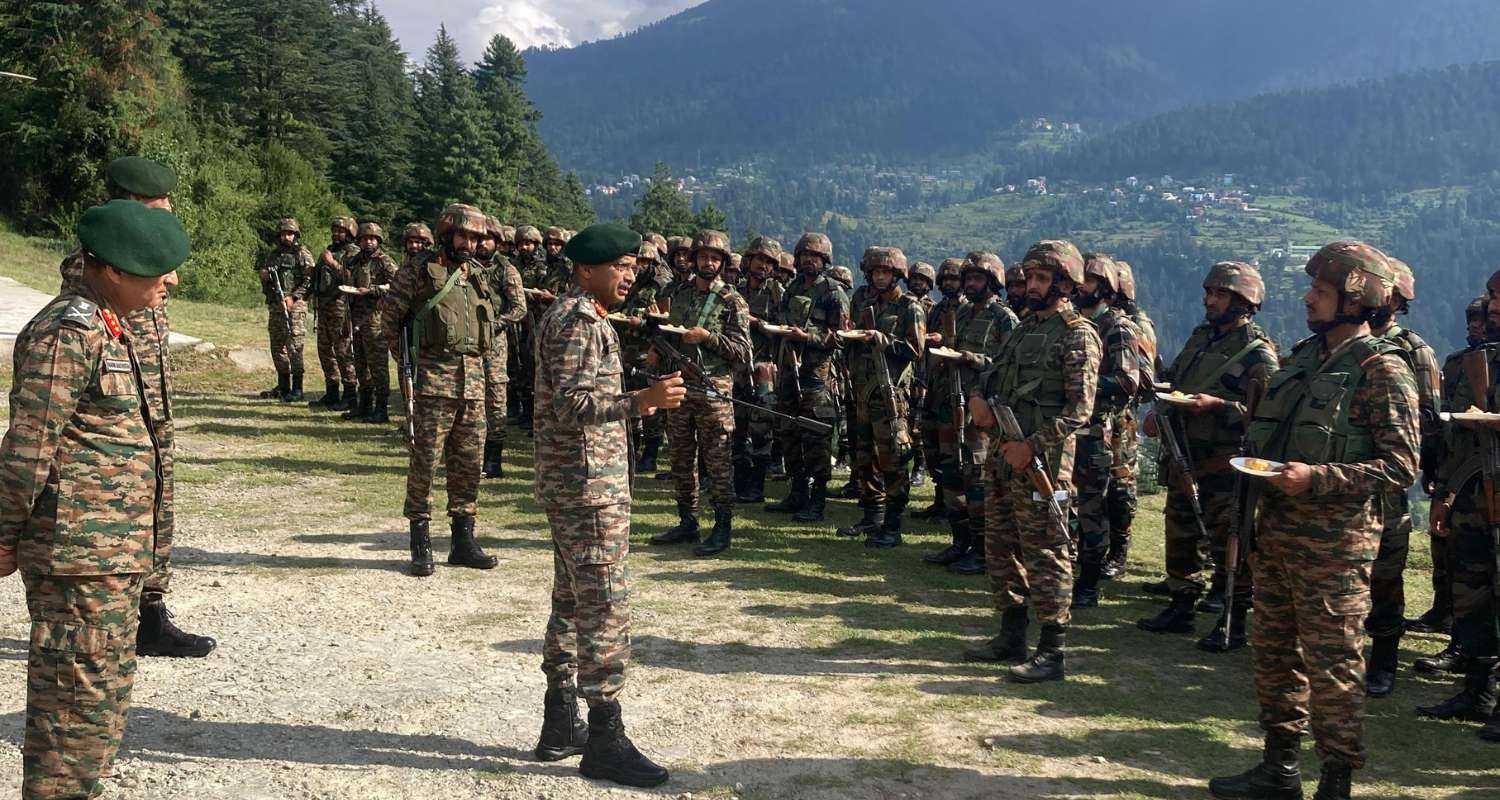 "#LtGenMVSuchindraKumar, #ArmyCdrNC visited forward locations of Counter Insurgency Force (Delta) in  #Doda and #Kishtwar area to review the ongoing  anti-terrorist operations being conducted in light of increased terrorist activity in the region.", posted the Northern Command on X.