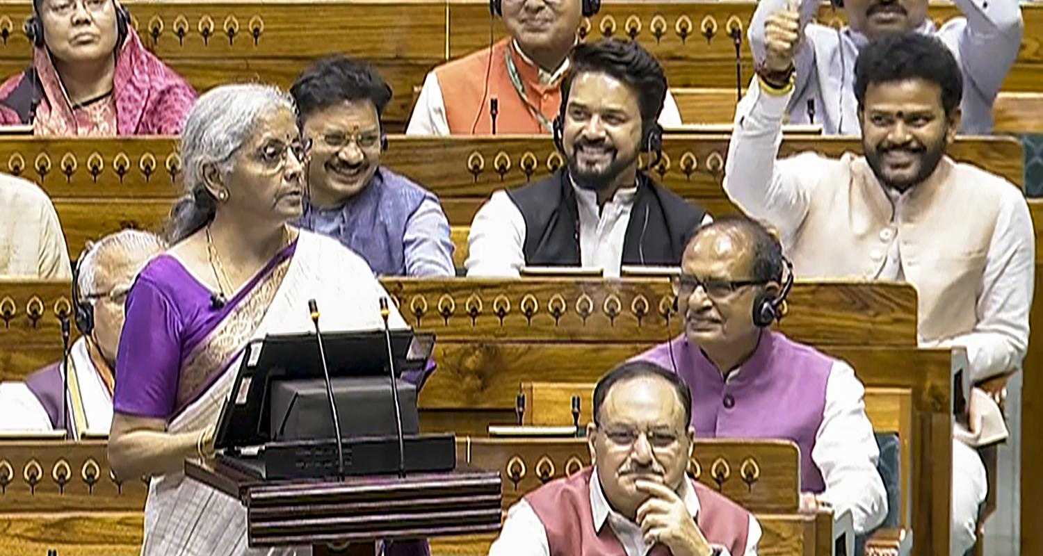 Finance Minister Nirmala Sitharaman presenting the Union Budget 2024.