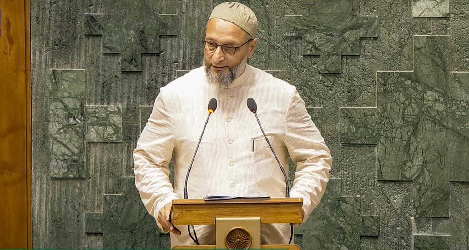 AIMIM's Asaduddin Owaisi taking oath as Member of parliament today. 