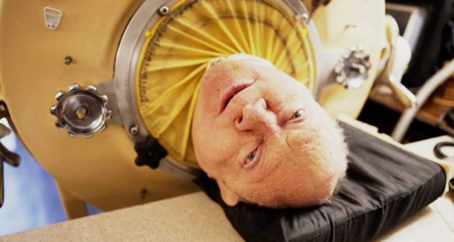 A picture of Paul Alexander, who spent a major portion of his life in a device known as an iron lung.