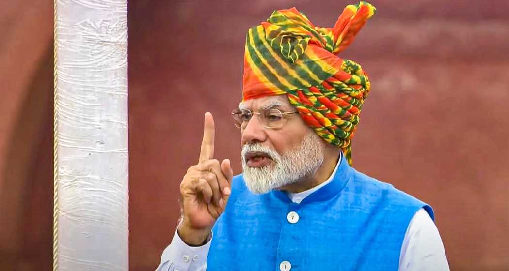 Prime Minister Narendra Modi addresses the nation from the Red Fort on 78th Independence Day, in New Delhi, Thursday, Aug. 15, 2024.