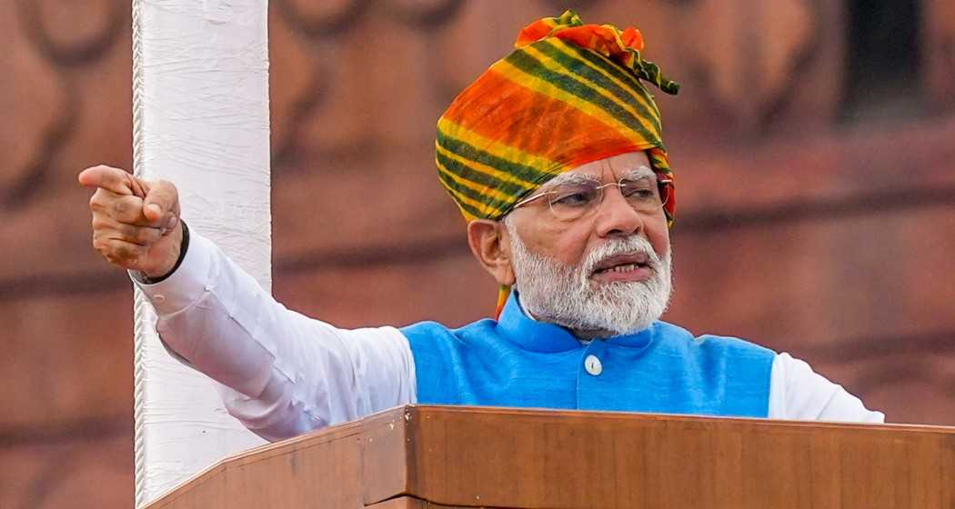 Prime Minister Narendra Modi addresses the nation from the Red Fort on 78th Independence Day, in New Delhi, Thursday, Aug. 15, 2024