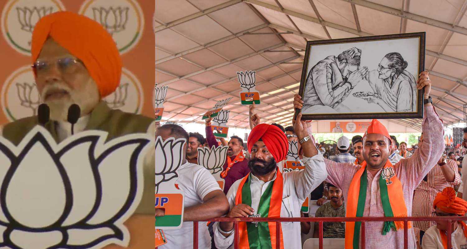 BJP supporters during a public meeting addressed by Prime Minister Narendra Modi for Lok Sabha elections, in Jalandhar, May 24, 2024.