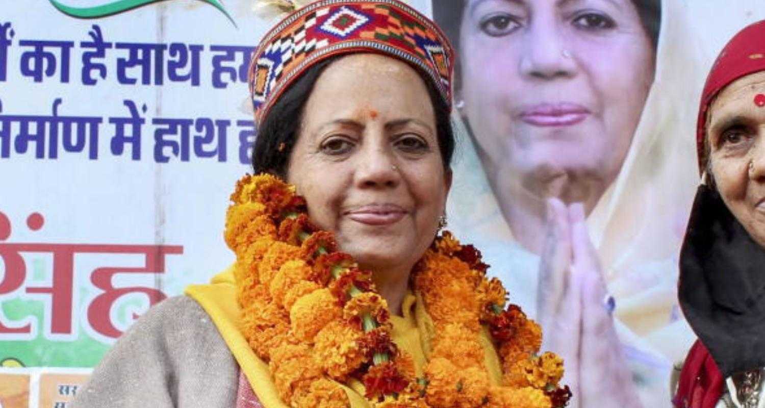 Congress MP Pratibha Singh during a party rally.