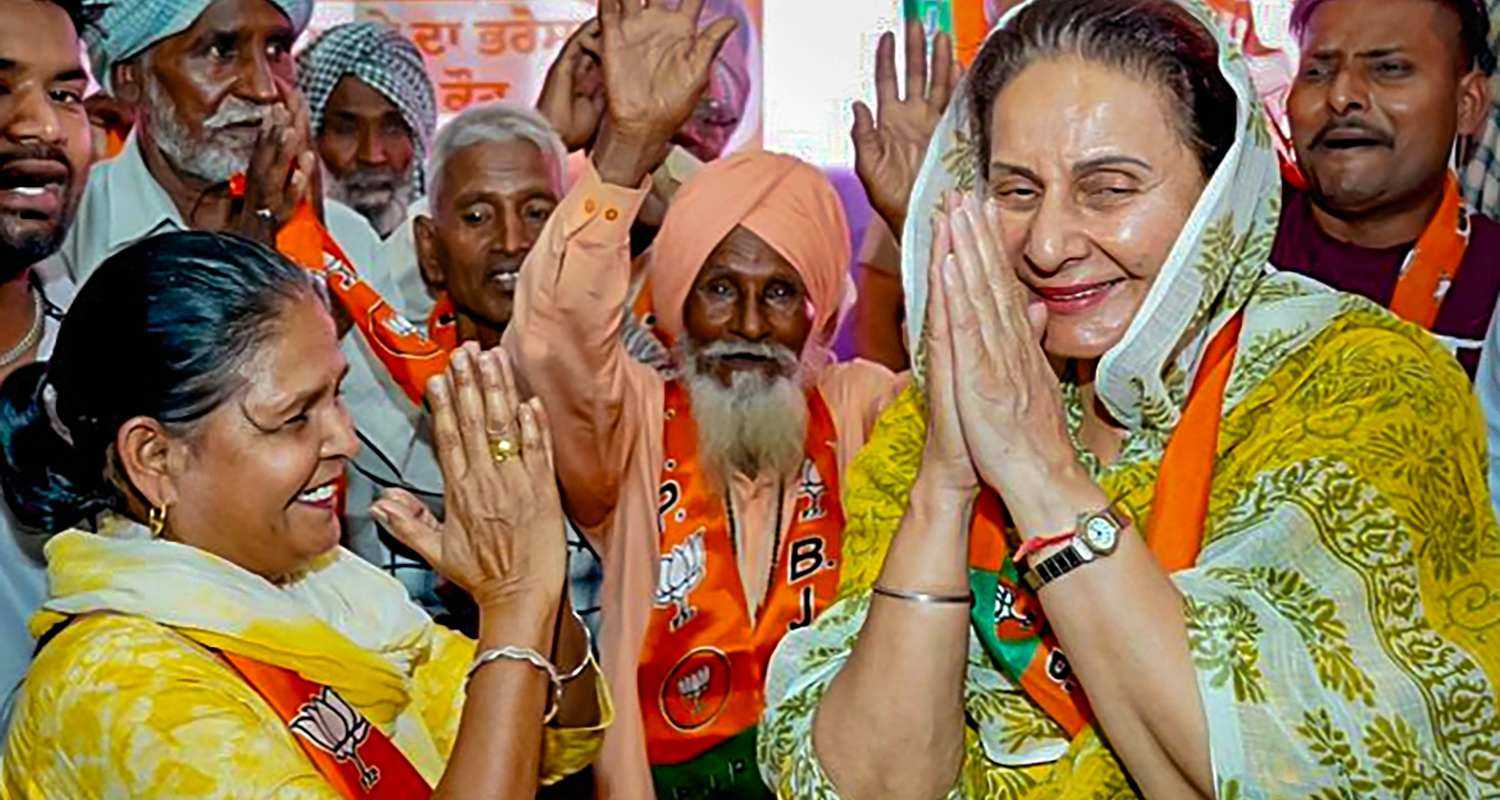 BJP candidate from Patiala constituency Preneet Kaur during an election compaign for Lok Sabha elections, in Patiala. 