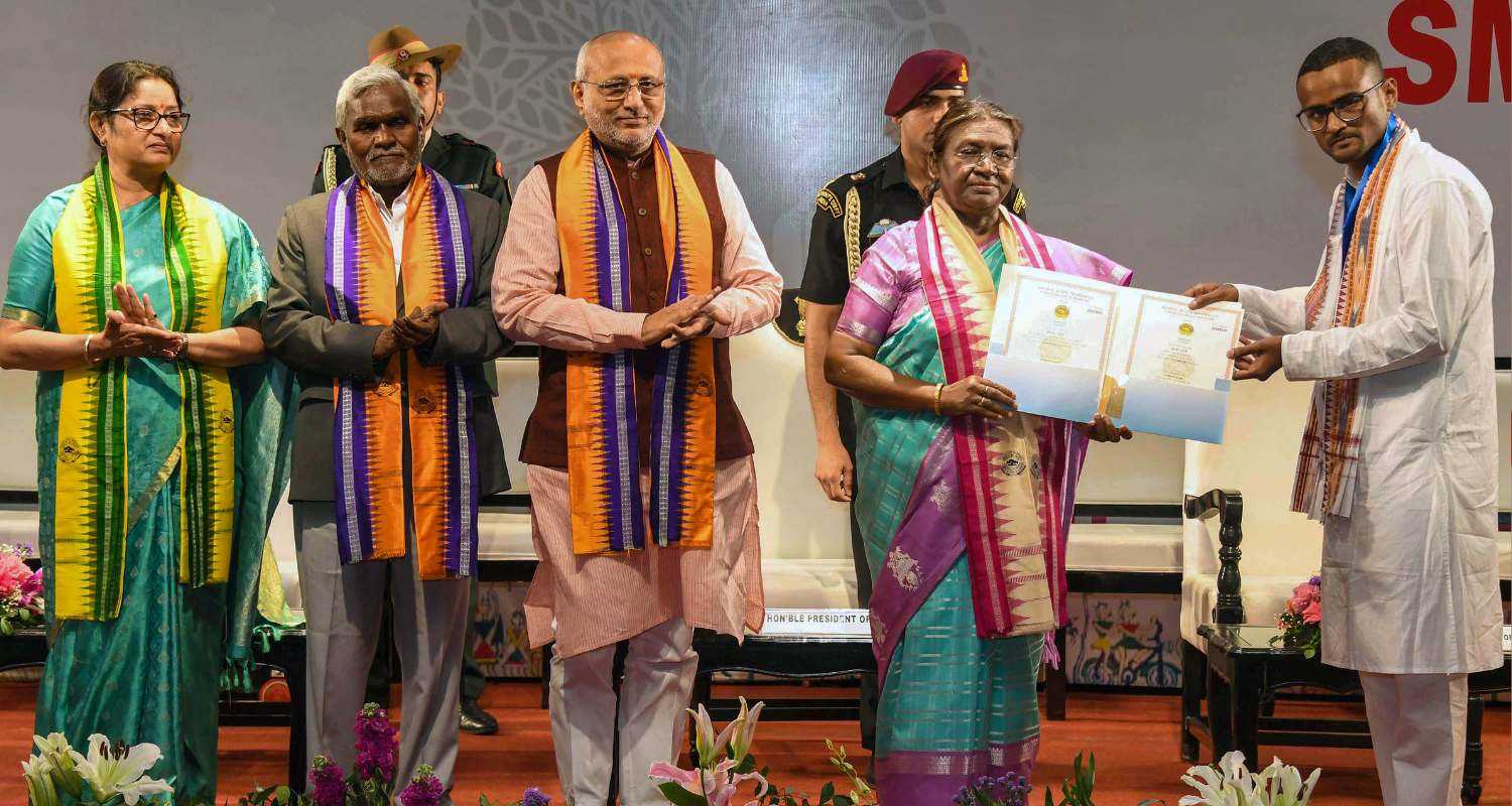 President Droupadi Murmu during the third convocation of the Central University of Jharkhand, in Ranchi. 