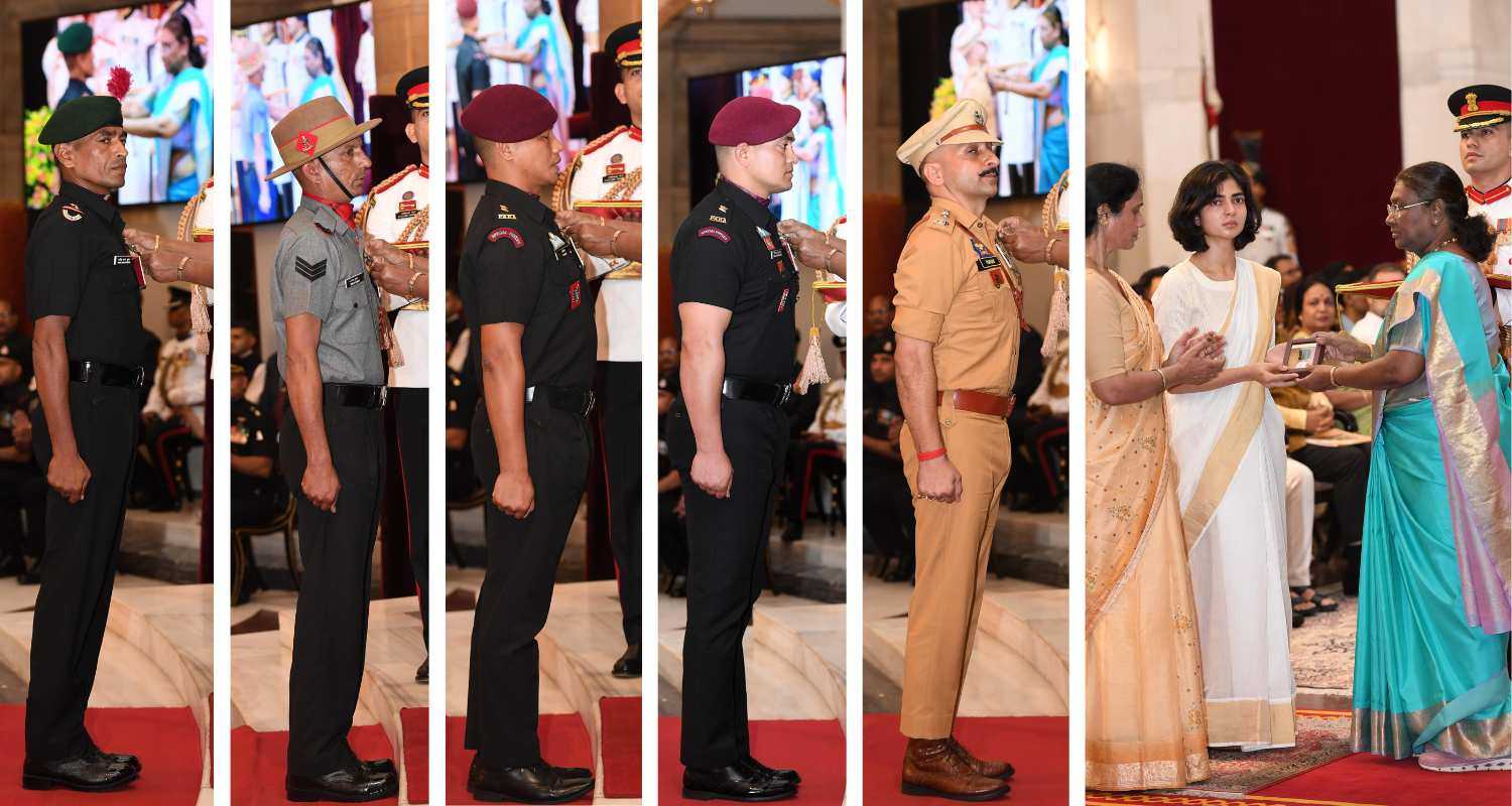 President Droupadi Murmu honored military and paramilitary personnel with Kirti and Shaurya Chakras for exceptional bravery in the line of duty. 