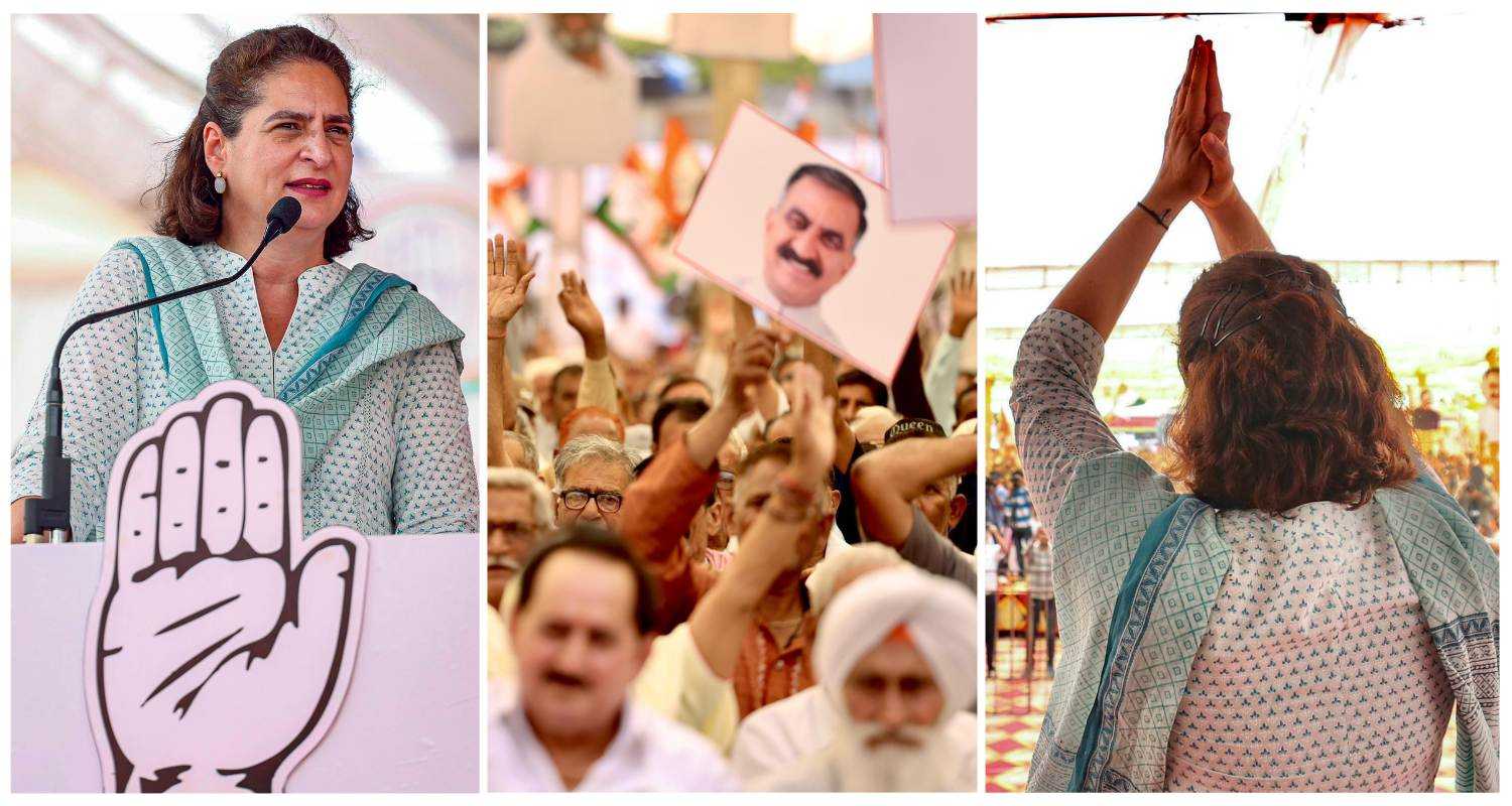 Priyanka Gandhi during an election rally in Una. 