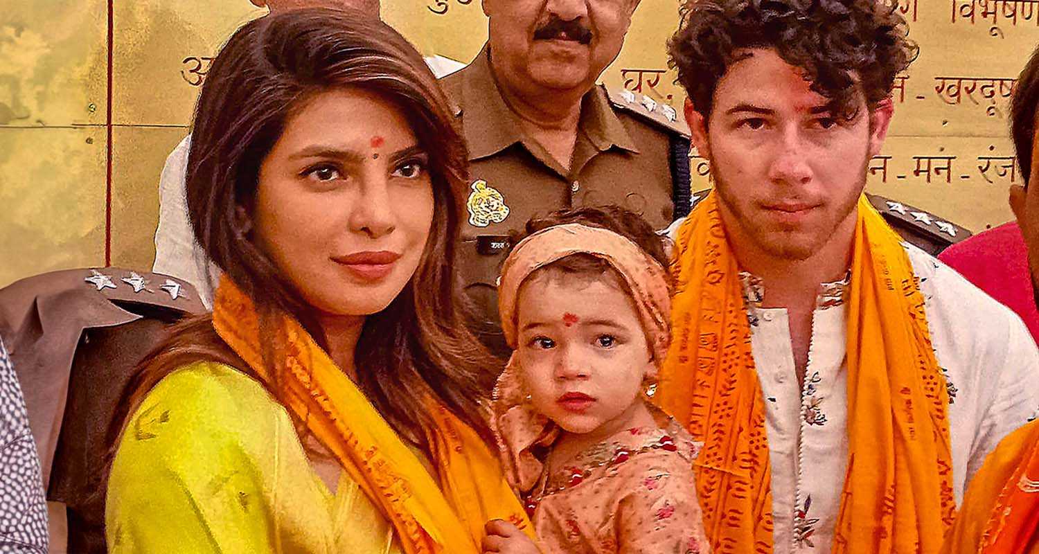 Actor Priyanka Chopra Jonas and her husband, American singer Nick Jonas, on Wednesday offered prayers at the Ram temple