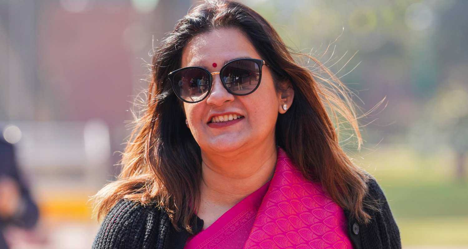 Shiv Sena (UBT) member of parliament Priyanka Chaturvedi outside Lok Sabha