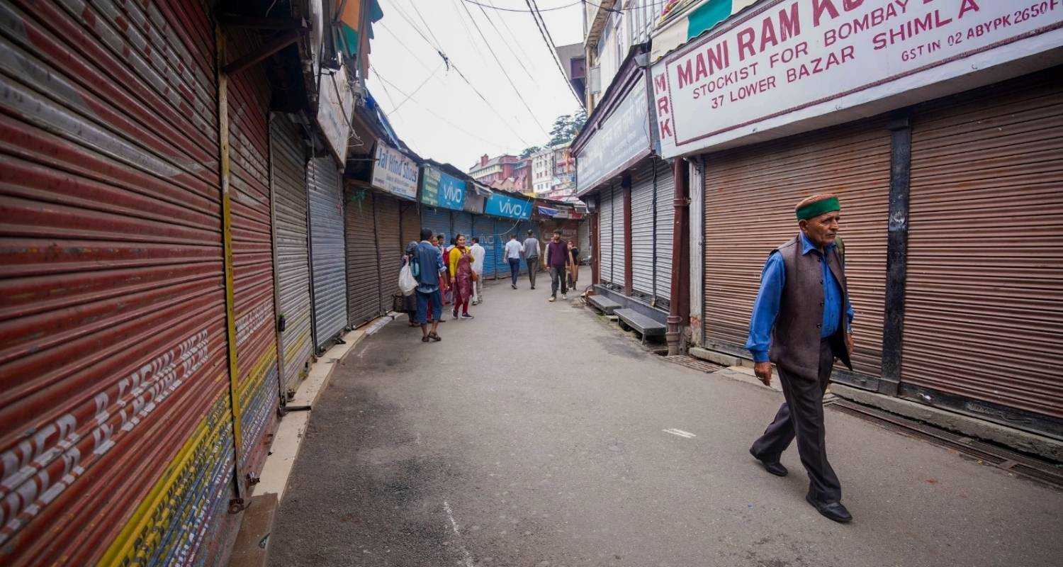 Shops closed in Sanjauli, Shimla, Himachal Pradesh.