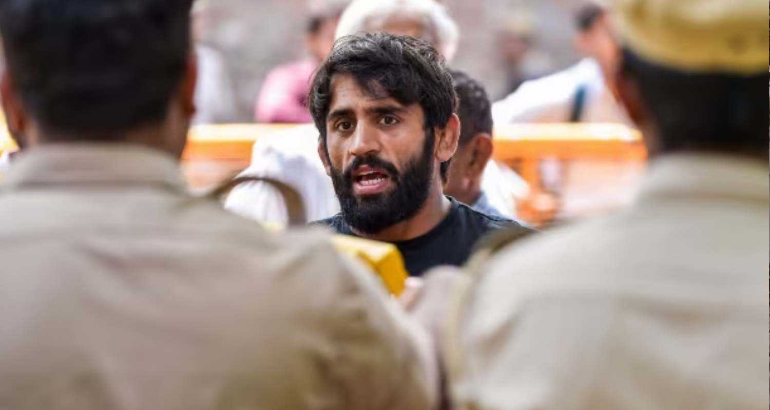 Olympic medallist Bajrang Punia during protest. 