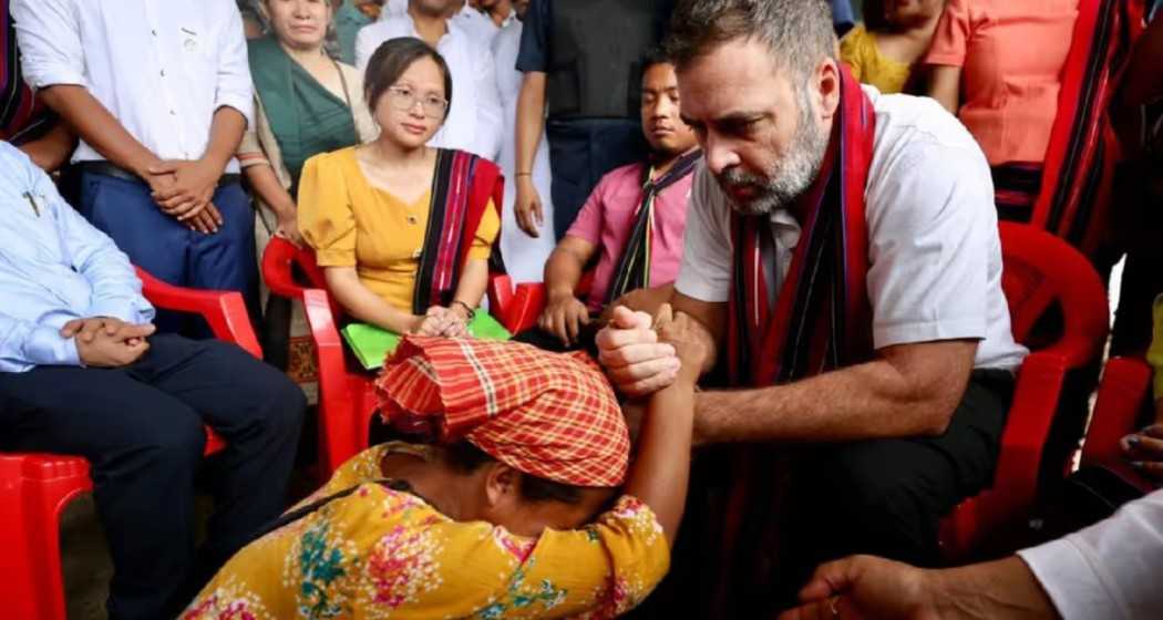 Rahul Gandhi during his visit to Manipur.  