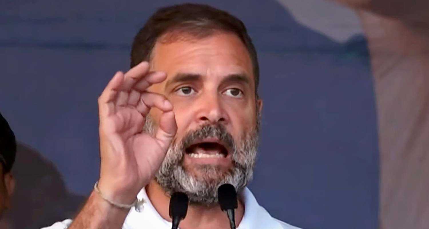  Congress leader Rahul Gandhi speaks at a public meeting during the 'Bharat Jodo Nyay Yatra', in Aurangabad district, Thursday