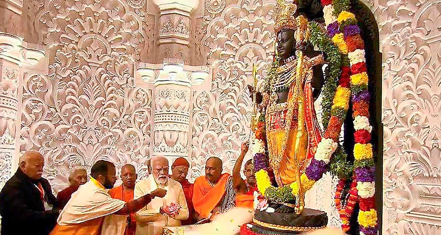 The people watching Ram Lalla's consecration ceremony on TV Prime Minister Narendra Modi prostrating before the idol netizens greet the devotees of Lord Ram with congratulatory messages 'pran pratishtha' Ayodhya