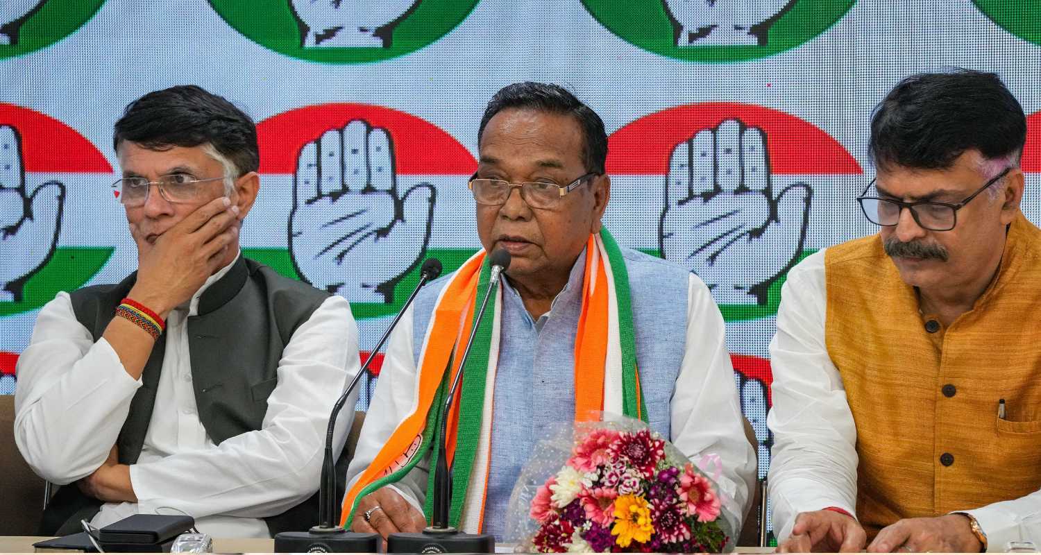 Ram Tahal Chaudhary at the Congress headquarters.