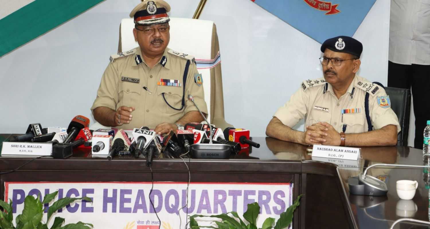  ADG, Headquarters Jharkhand Police, RK Mallick during a press conference in Ranchi on Thursday.