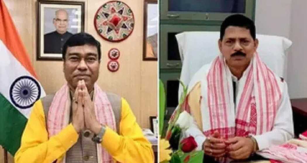 BJP’s Rajya Sabha candidates from Assam, Rameswar Teli (L), Mission Ranjan Das (R).