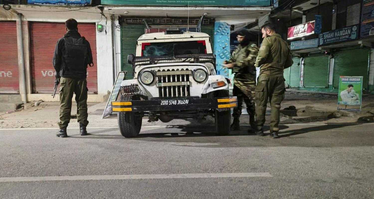 Security forces stationed in Anantnag after the attack on the Rajasthani couple.