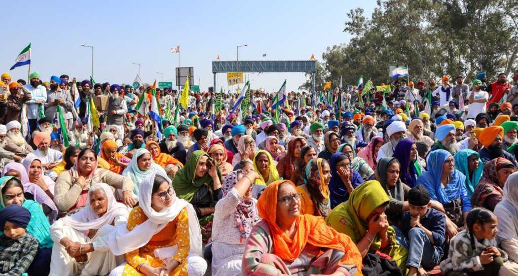 Protestors on National Highway 44 in Shambhu, Punjab, during recent demonstrations against farm laws.