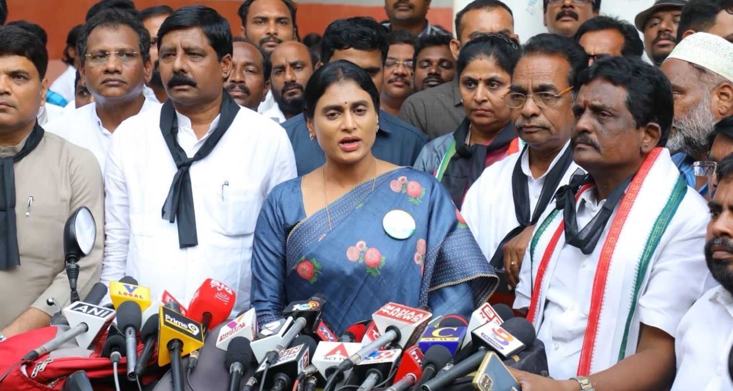 Congress leader YS Sharmila addresses media ahead of the Lok Sabha polls. 