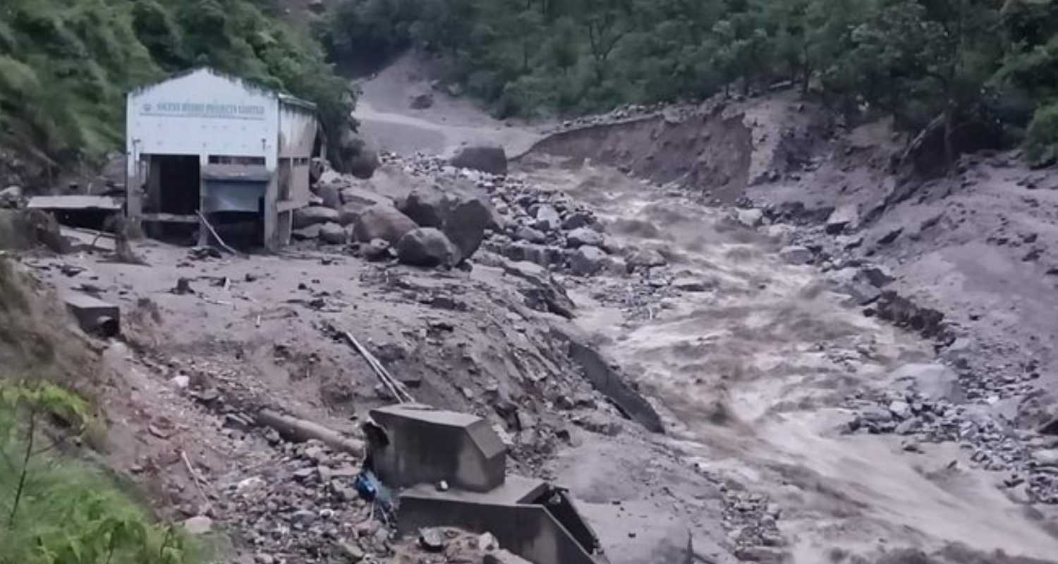 Cloud bursts at Shamej in Rampur, in Shimla district on August 1, 2024. 