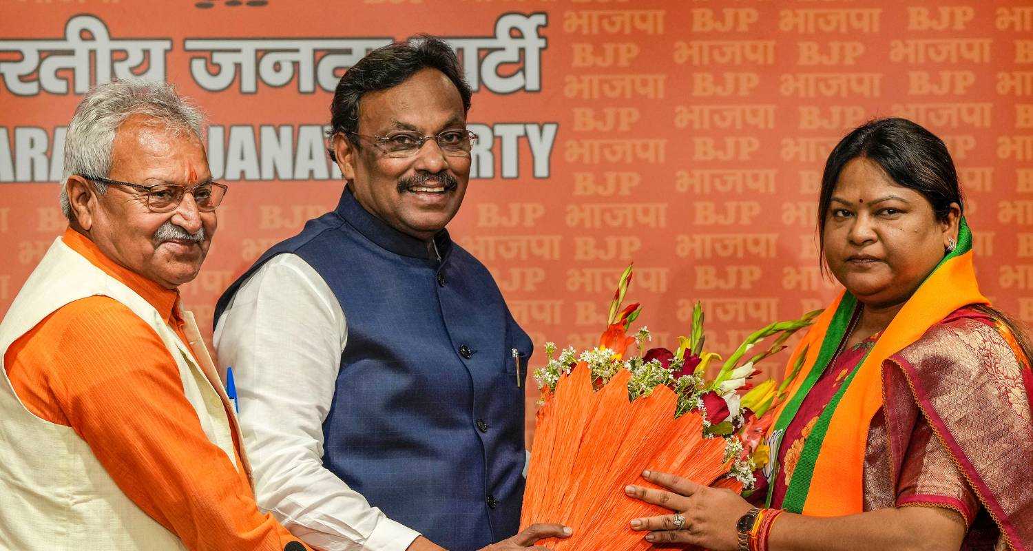 Sita Soren at the BJP office in Delhi.