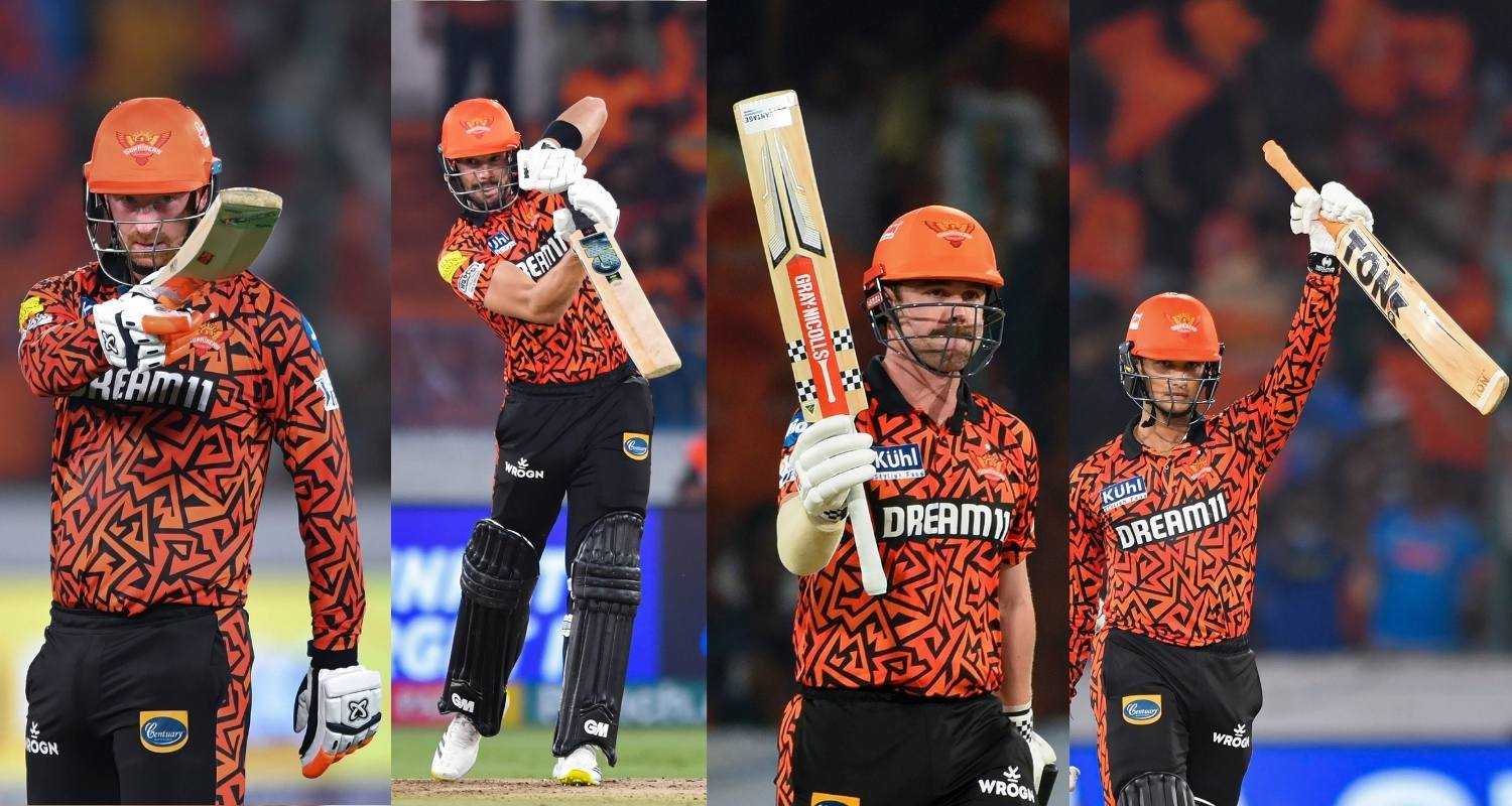 SRH batsmen Heinrich Klaasen, Aiden Markram, Abhishek Sharma and Travis Head.