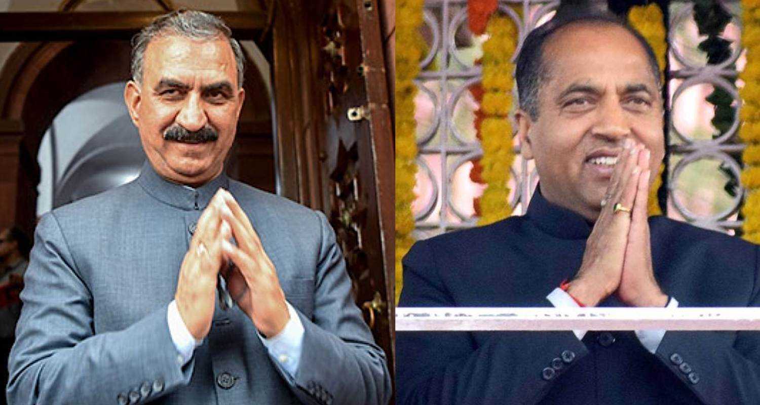 Himachal CM Sukhu (left), and Leader of Opposition Jai Ram Thakur (right). 