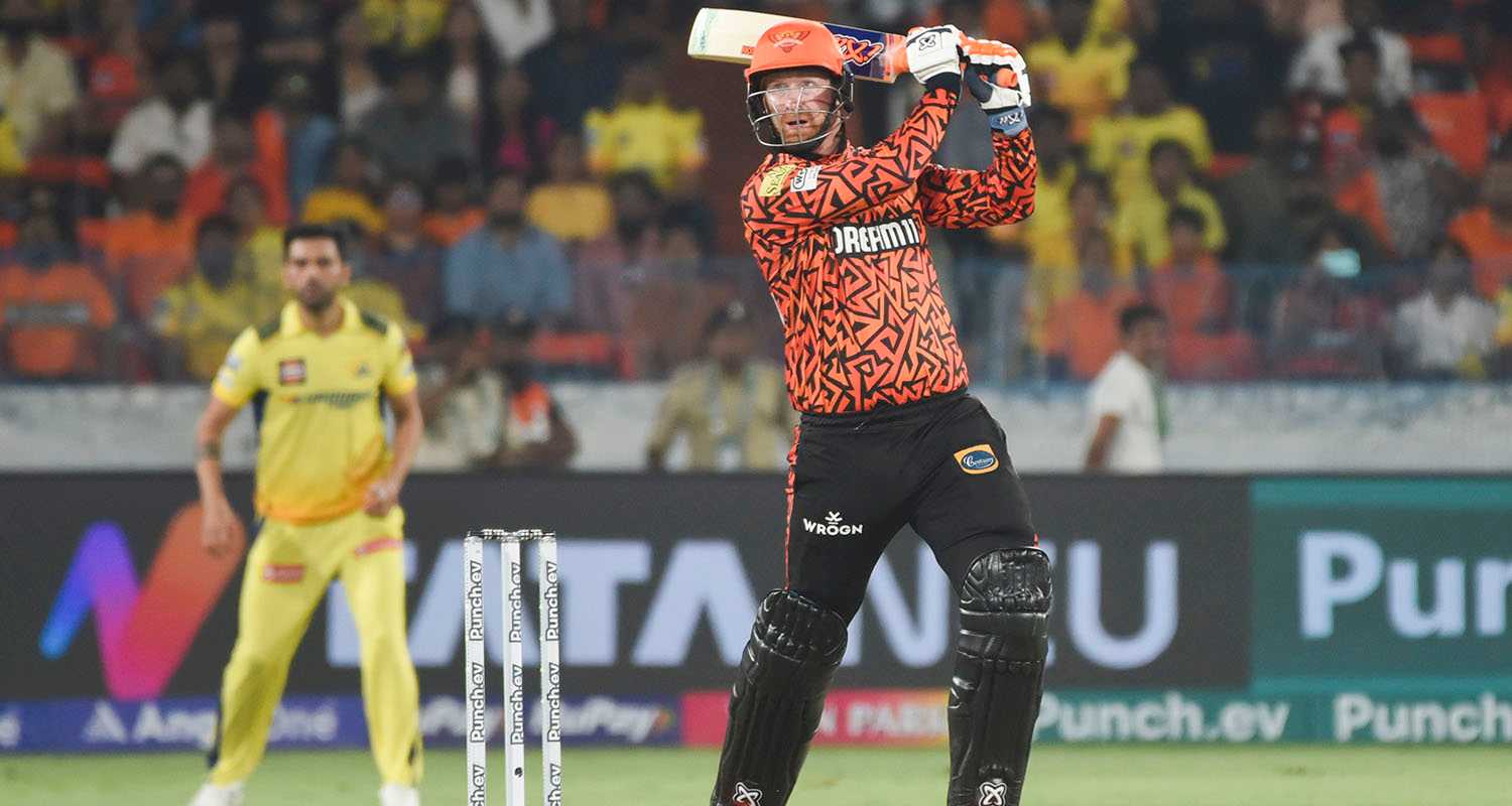 Sunrisers Hyderabad's Heinrich Klaasen plays a shot during the Indian Premier League (IPL) 2024 T20 cricket match between Sunrisers Hyderabad and Chennai Super Kings at the Rajiv Gandhi International Stadium, Uppal, in Hyderabad.