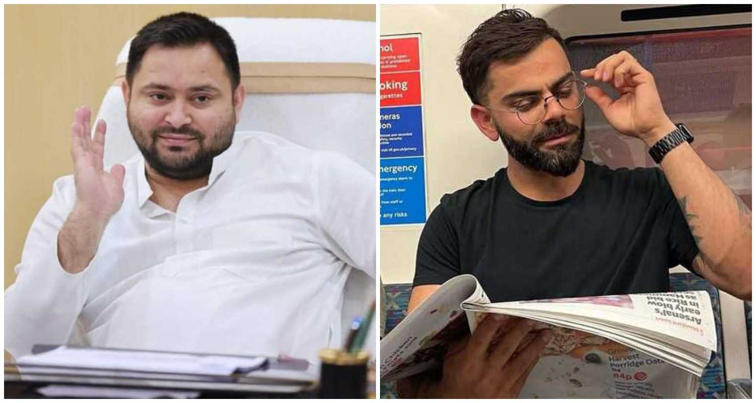 RJD leader and son of former Bihar Chief Minister Lalu Prasad Yadav, Tejashwi Yadav (L), Indian cricketer Virat Kohli (R).