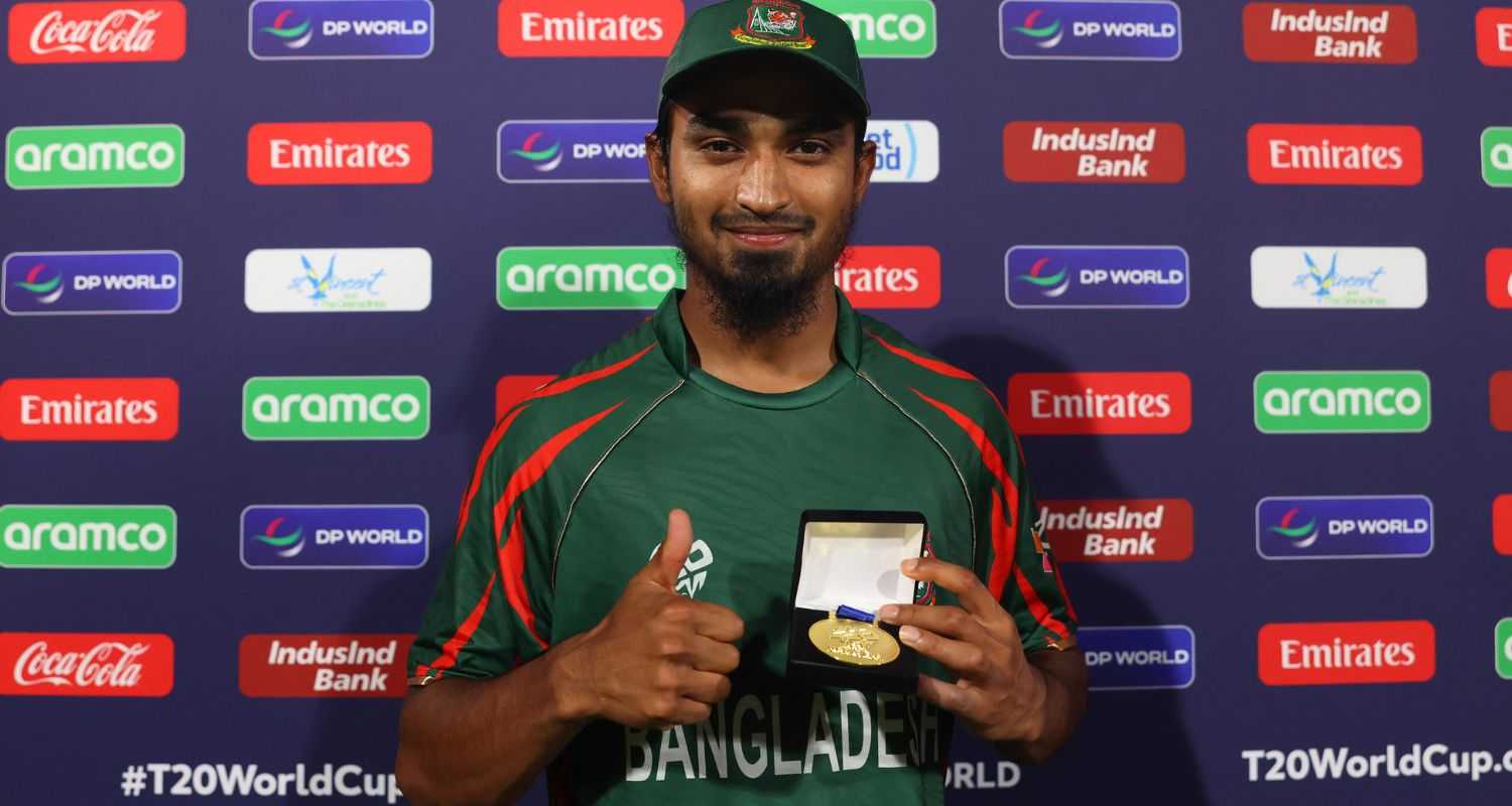 Tanzim Sakib won the POTM award for his stellar bowling performance.